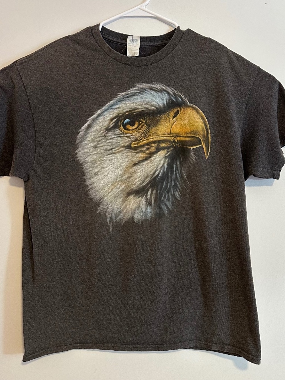 Bald Eagle American Animal Graphic Print T-Shirt XL Gray Y2K Short Sleeve